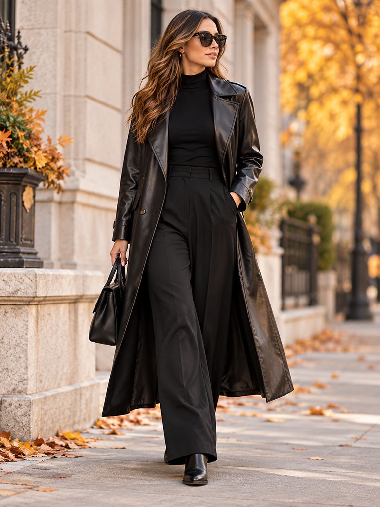 The Fluid Leather Trench Coat