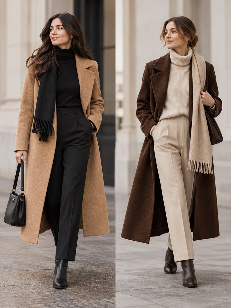 Long Wool Coat and a Monochromatic Base