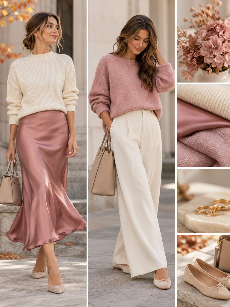 Dusty Rose + Creamy White