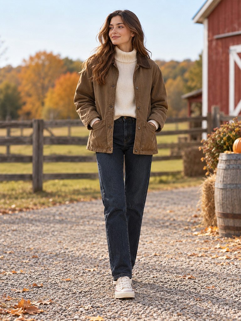 Straight-Leg Bottoms and a Barn Jacket