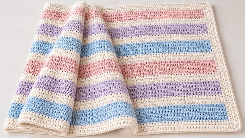 Fairy Floss Striped Crochet Throw