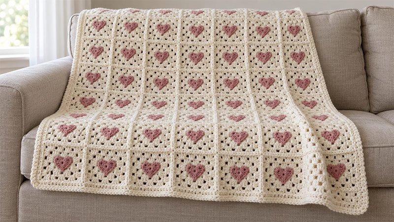 Heart Granny Square Blanket