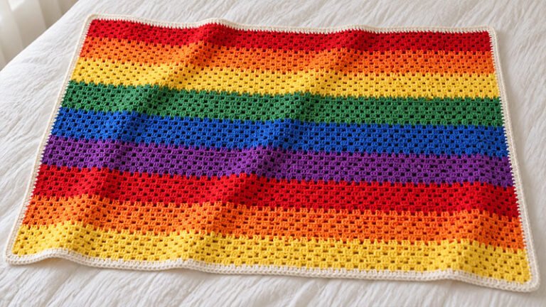 Rainbow Moss Stitch Crochet Blanket