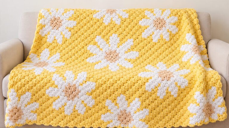 Retro Floral C2C Crochet Blanket Pattern