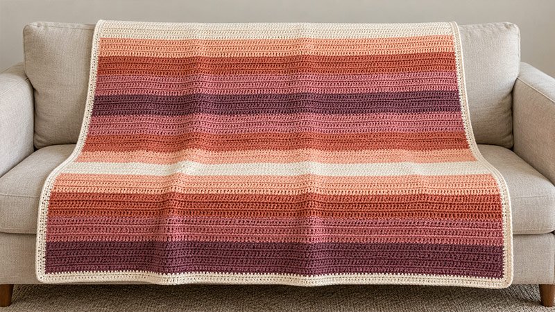 Sunset Stripes Crochet Blanket